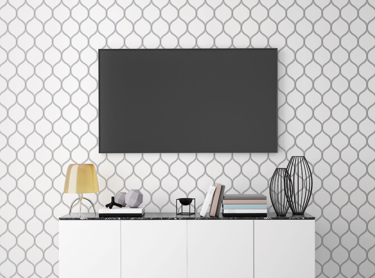 mock up tv screen with loft interior background, 3D render D&D COLLECTION VOL.17 65390-2 - Image 1